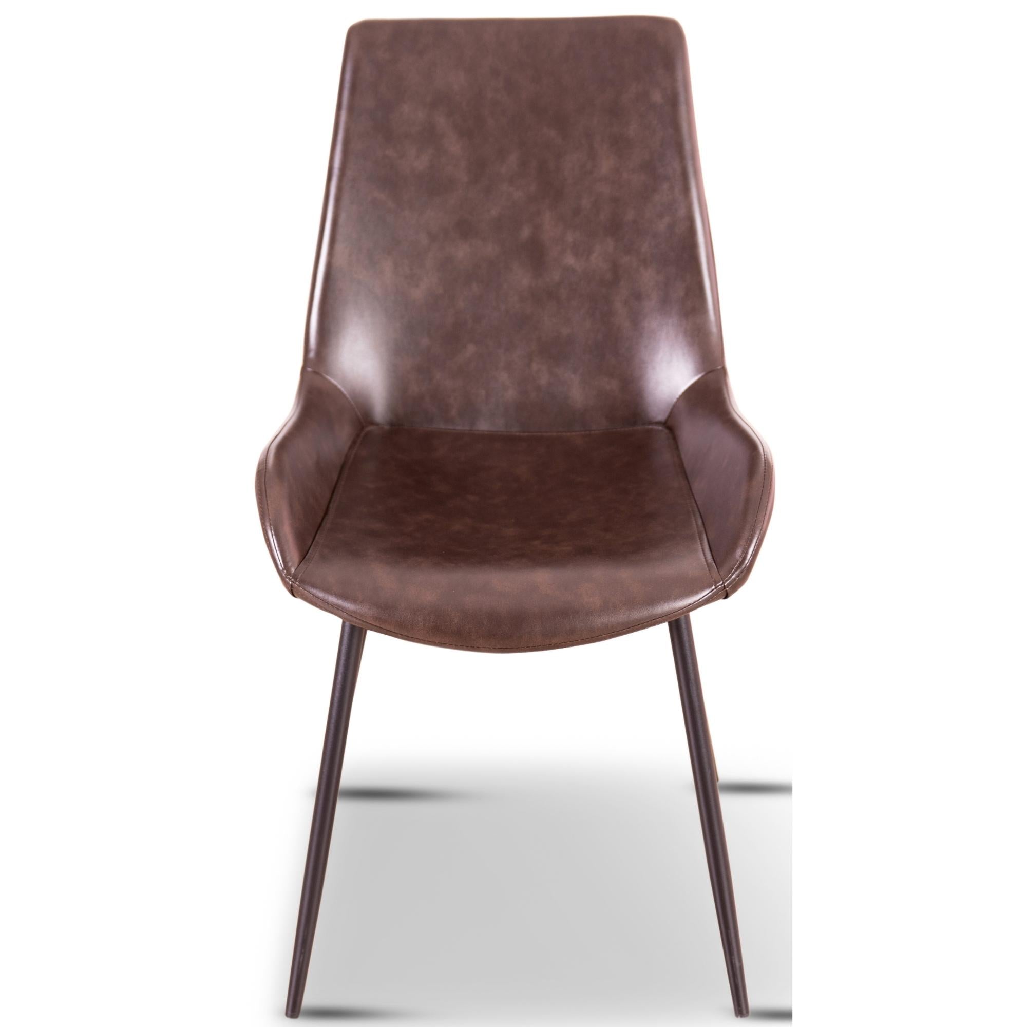 Karine  Set of 2 PU Leather Upholstered Dining Chair Metal Leg - Brown