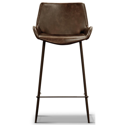 Karine  Set of 2 PU Leather Upholstered Bar Chair Metal Leg Stool - Brown