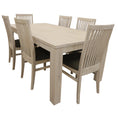 Load image into Gallery viewer, Foxglove 7pc Dining Set 190cm Table 6 PU Seat Chair Solid Mt Ash Wood - White
