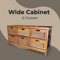Load image into Gallery viewer, Hyssop Tallboy Wide 6 Chest of Drawers Cane Bedroom Kitchen Bathroom Storage
