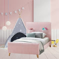 Load image into Gallery viewer, Phlox Kids King Single Bed Fabric Upholstered Children Kid Timber Frame - Pink
