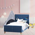 Load image into Gallery viewer, Phlox Kids Child Single Bed Fabric Upholstered Children Kid Timber Frame - Denim
