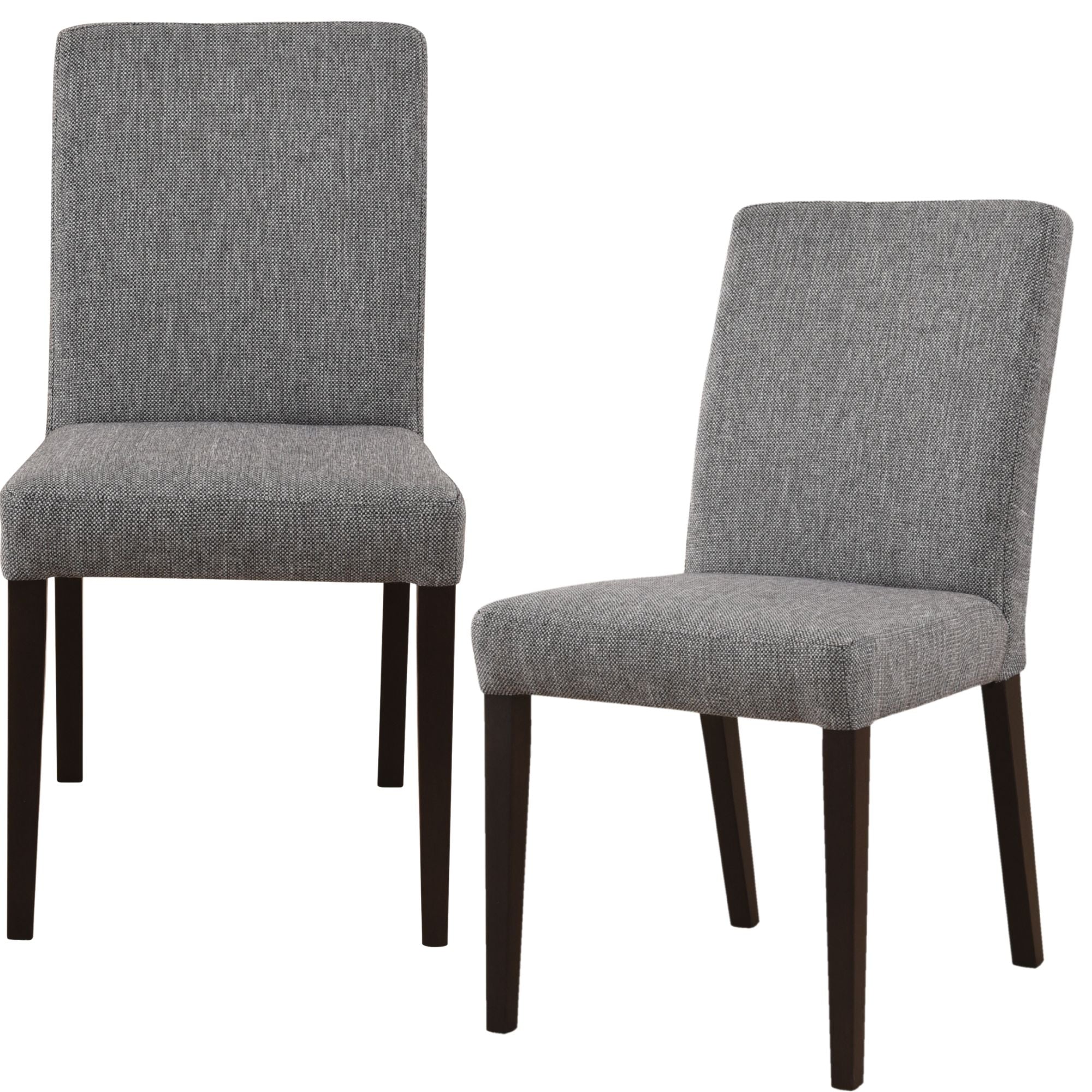Cindy Dining Chair Set of 2 Fabric Upholstered Solid Acacia Wood - Granite