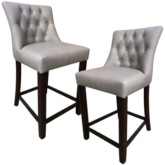 Jake  2pc High Fabric Dining Chair Bar Stool French Provincial Solid Timber