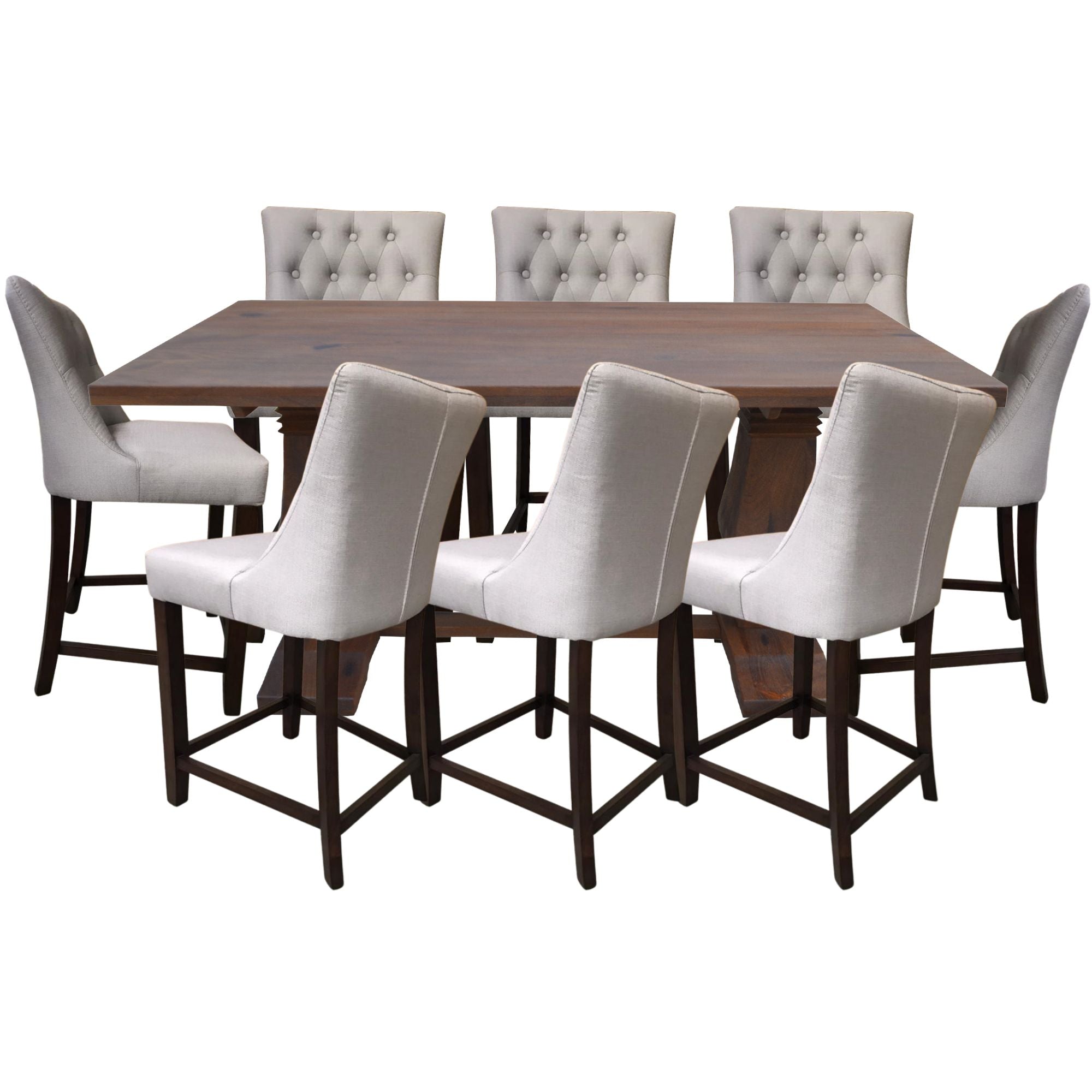 Jake  9pc High Dining Table Set 200cm 8 Fabric Chair French Provincial