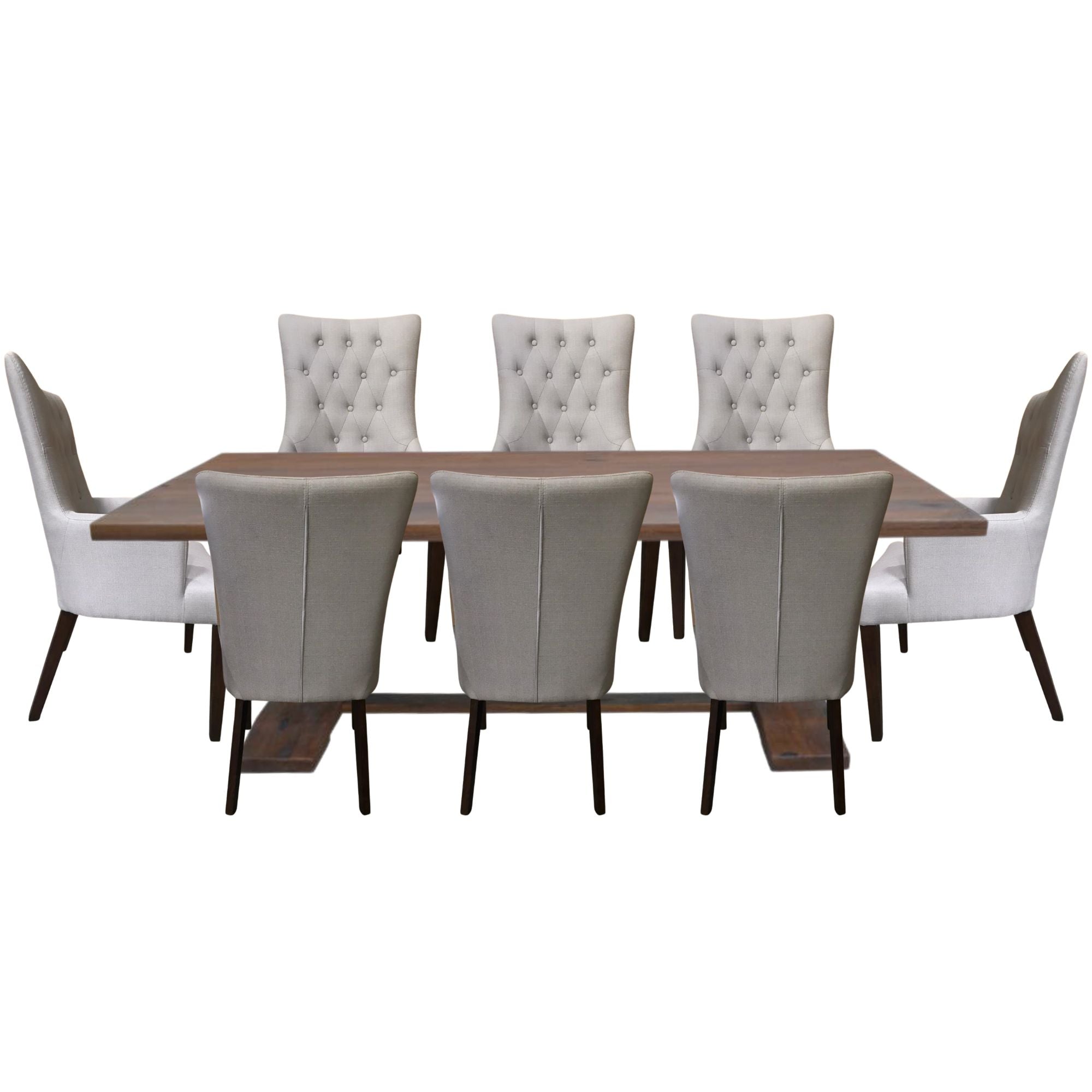 Jake  9pc Dining Table Set 230cm 6 Fabric 2 Carver Chair French Provincial