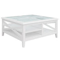 Load image into Gallery viewer, Daisy Coffee Table 100cm Glass Top Solid Acacia Wood Hampton Furniture - White
