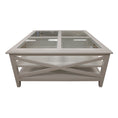 Load image into Gallery viewer, Daisy Coffee Table 100cm Glass Top Solid Acacia Wood Hampton Furniture - White
