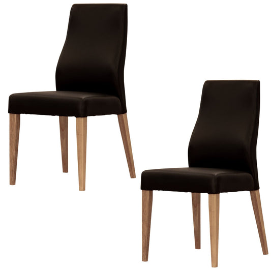 Clara Dining Chair Set of 2 PU Leather Seat Solid Messmate Timber - Black