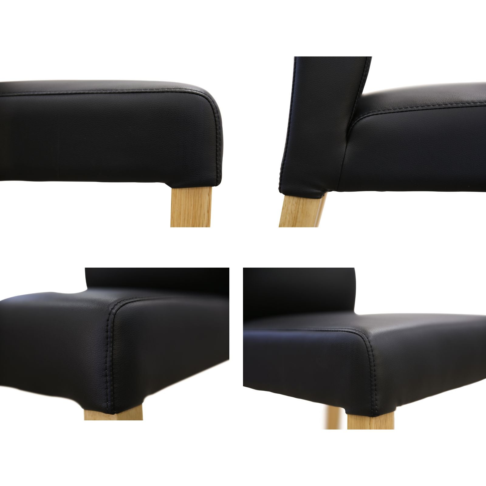 Clara Dining Chair Set of 2 PU Leather Seat Solid Messmate Timber - Black