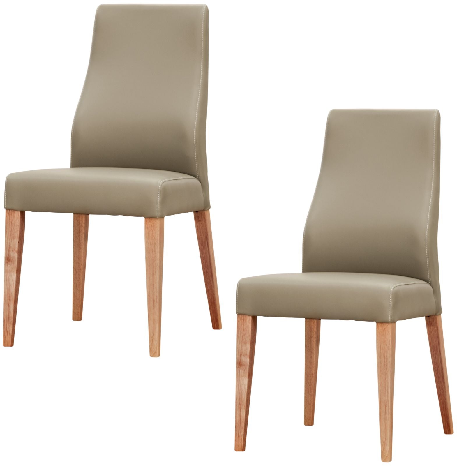 Clara Dining Chair Set of 2 PU Leather Seat Solid Messmate Timber - Silver