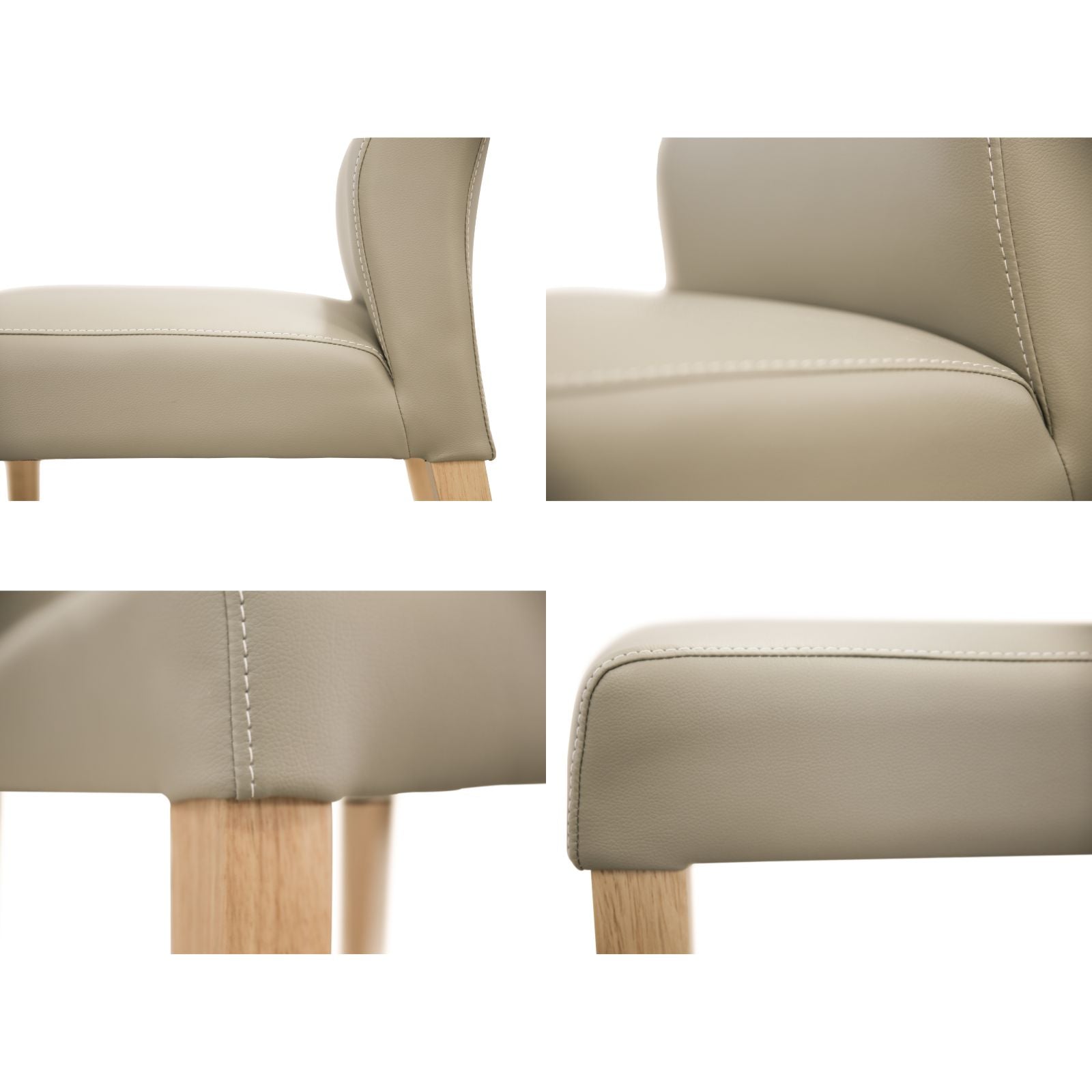 Clara Dining Chair Set of 2 PU Leather Seat Solid Messmate Timber - Silver