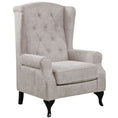 Load image into Gallery viewer, Mellowly Wing Back Chair Sofa Chesterfield Armchair Fabric Uplholstered - Beige
