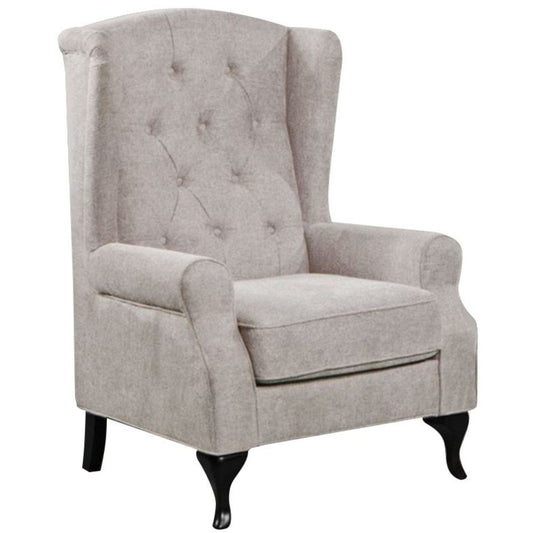 Lipe Wing Back Chair Sofa Chesterfield Armchair Fabric Uplholstered - Beige