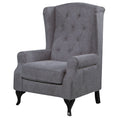 Load image into Gallery viewer, Lipe Wing Back Chair Sofa Chesterfield Armchair Fabric Uplholstered - Grey
