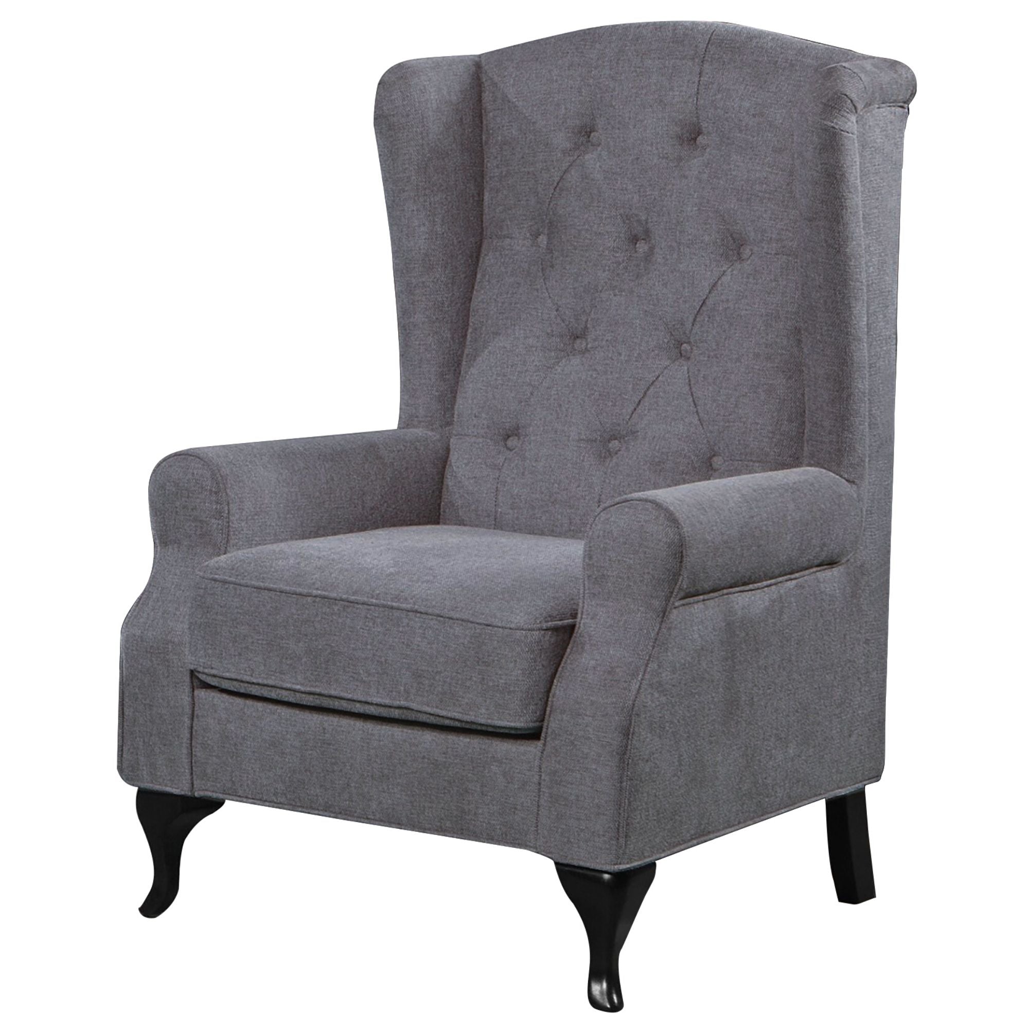Lipe Wing Back Chair Sofa Chesterfield Armchair Fabric Uplholstered - Grey