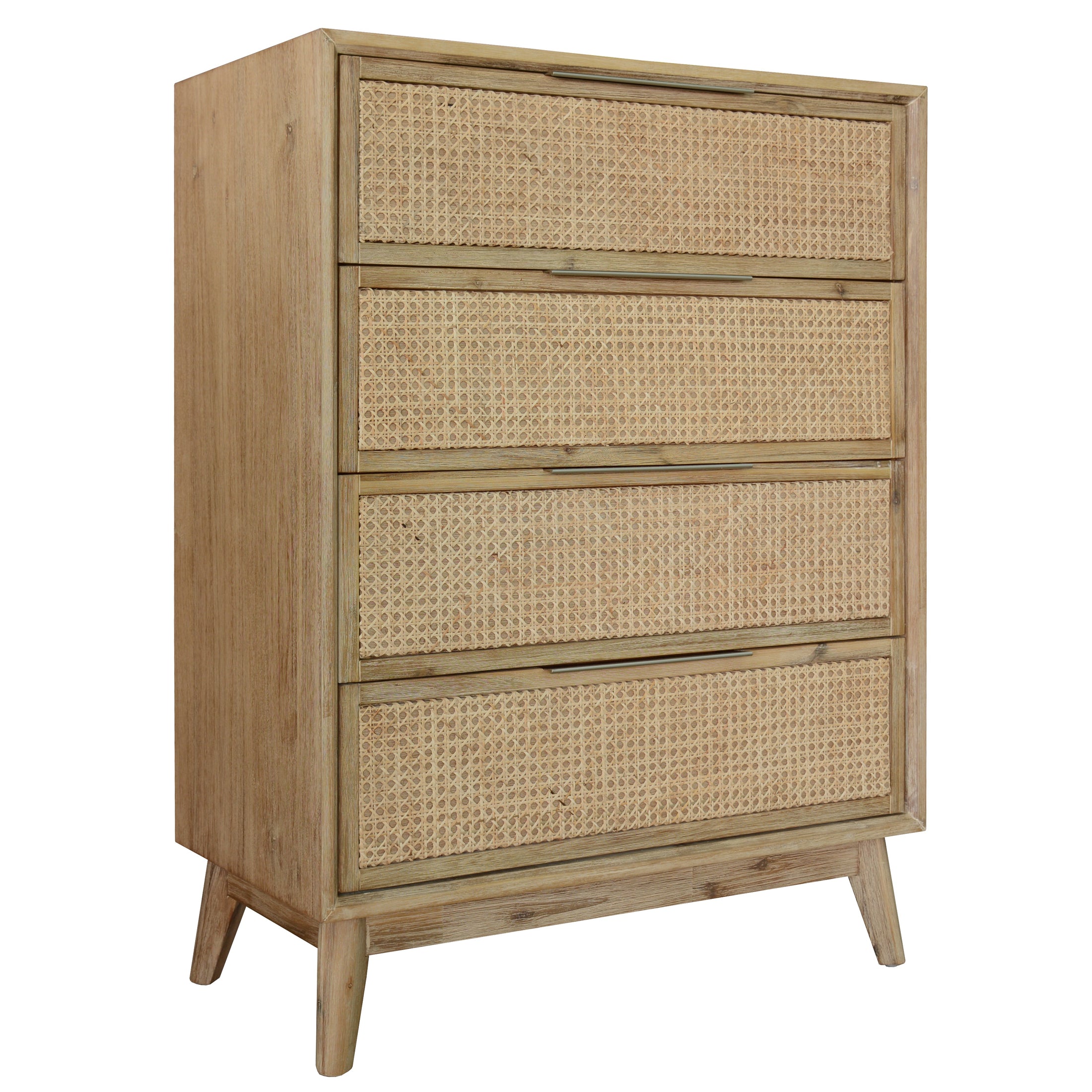 Lola Tallboy 4 Chest of Drawers Solid Acacia Wood Storage Cabinet - Brown