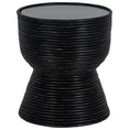 Load image into Gallery viewer, Leia Rattan Round Side Sofa End Table 46cm with Glass Top - Distressed Black
