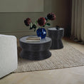 Load image into Gallery viewer, Leia Rattan Round Side Sofa End Table 46cm with Glass Top - Distressed Black
