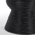 Load image into Gallery viewer, Leia Rattan Round Side Sofa End Table 46cm with Glass Top - Distressed Black

