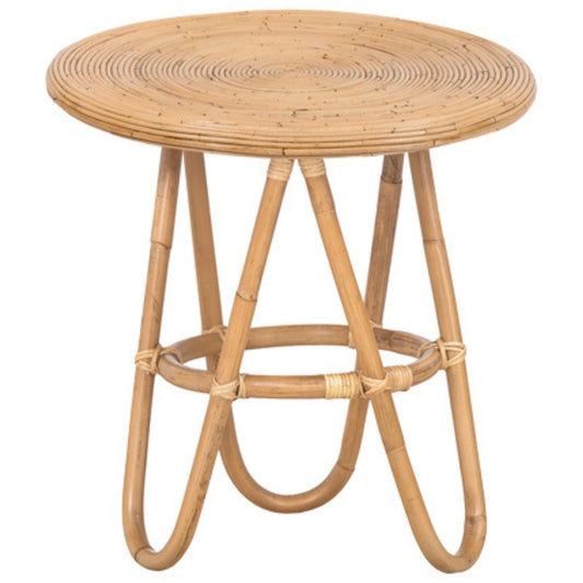 rodeo Rattan Round Side Sofa End Table 55cm -