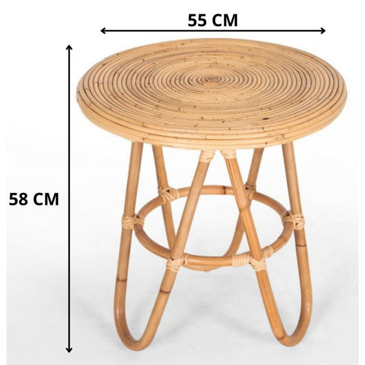 rodeo Rattan Round Side Sofa End Table 55cm -