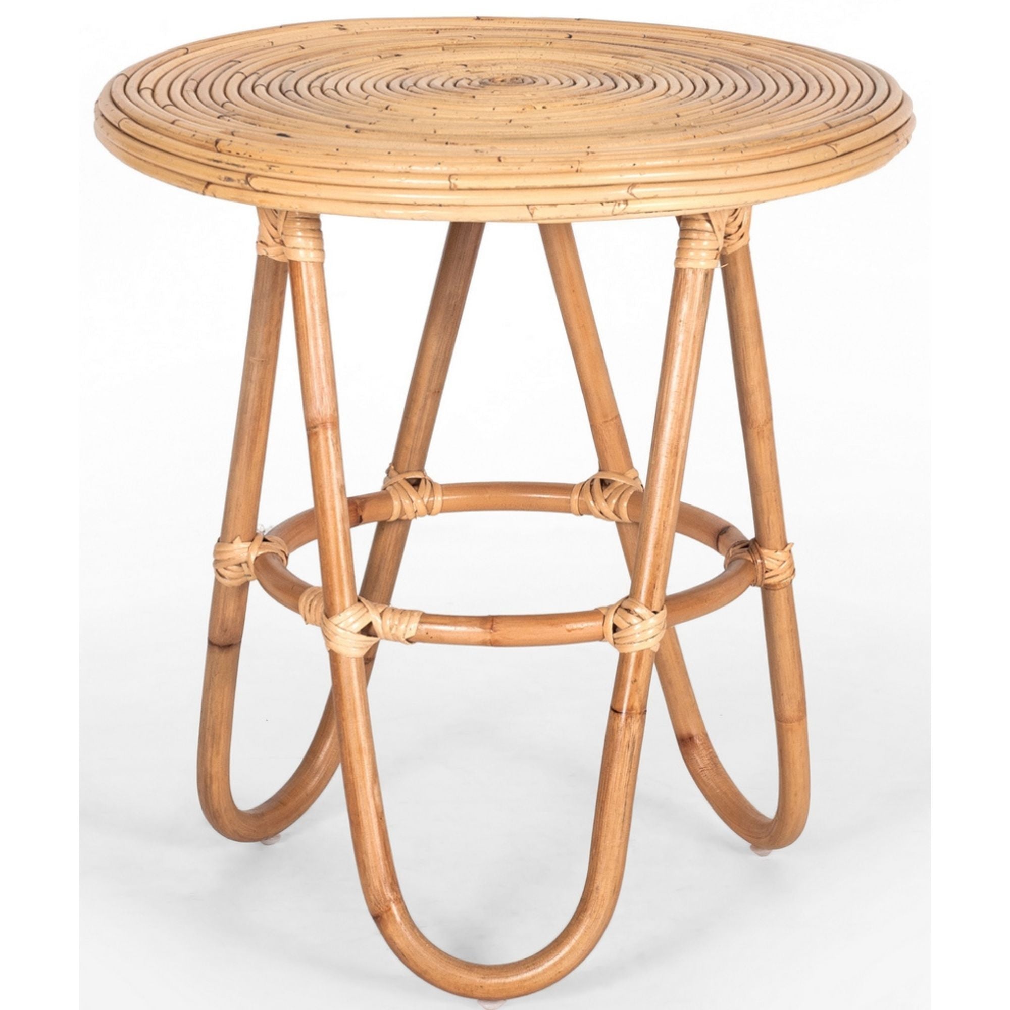 rodeo Rattan Round Side Sofa End Table 55cm -