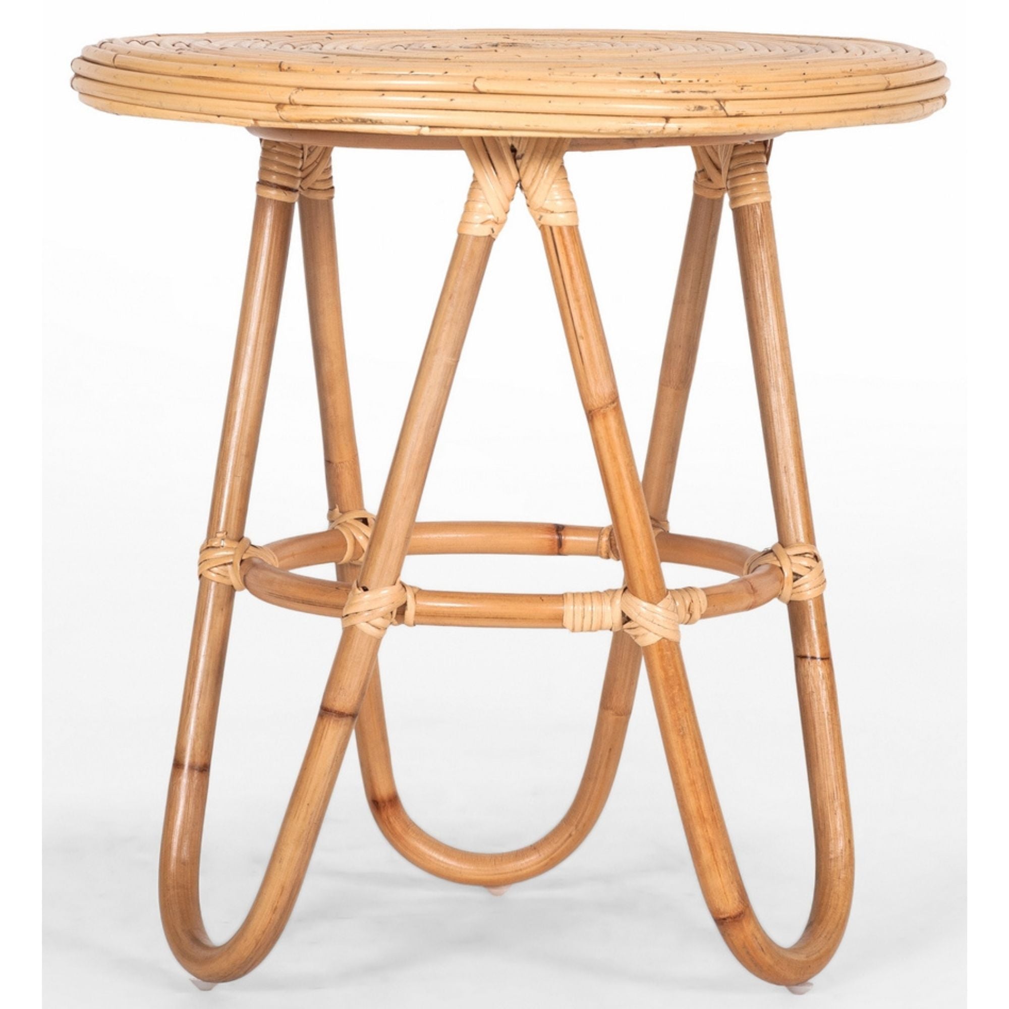 rodeo Rattan Round Side Sofa End Table 55cm -