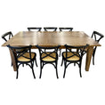 Load image into Gallery viewer, Aksa 9pc Dining Set 210-310cm Extension Timber Table 8 Black Cross Back Chair
