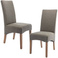 Load image into Gallery viewer, Aksa Fabric Upholstered Dining Chair Set of 2 Solid Pine Wood Furniture - Grey
