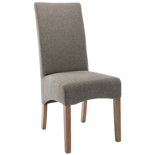 Phil Fabric Upholstered Dining Chair Set of 2 Solid Pine Wood Furniture - Grey