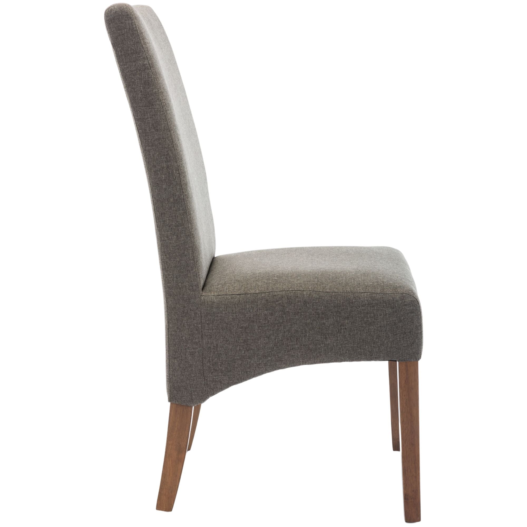 Phil Fabric Upholstered Dining Chair Set of 2 Solid Pine Wood Furniture - Grey