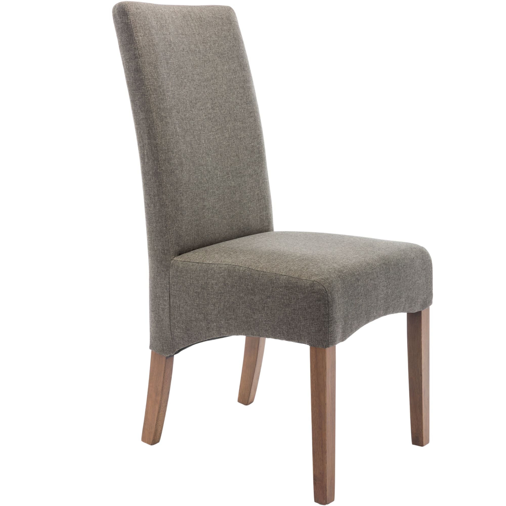 Phil Fabric Upholstered Dining Chair Set of 2 Solid Pine Wood Furniture - Grey