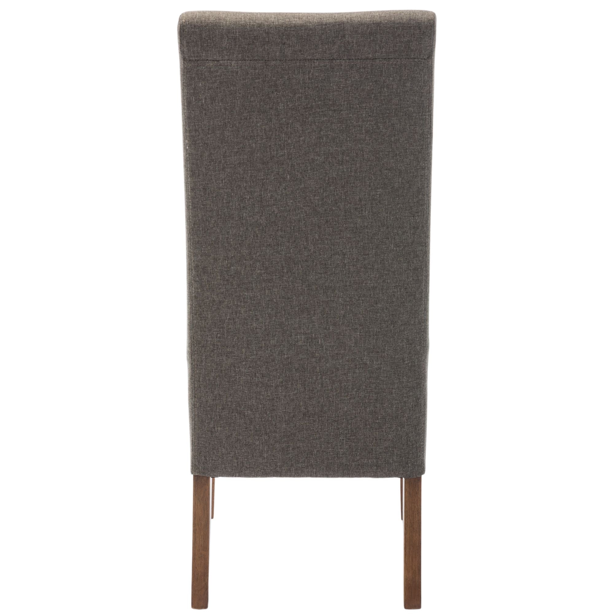 Phil Fabric Upholstered Dining Chair Set of 2 Solid Pine Wood Furniture - Grey