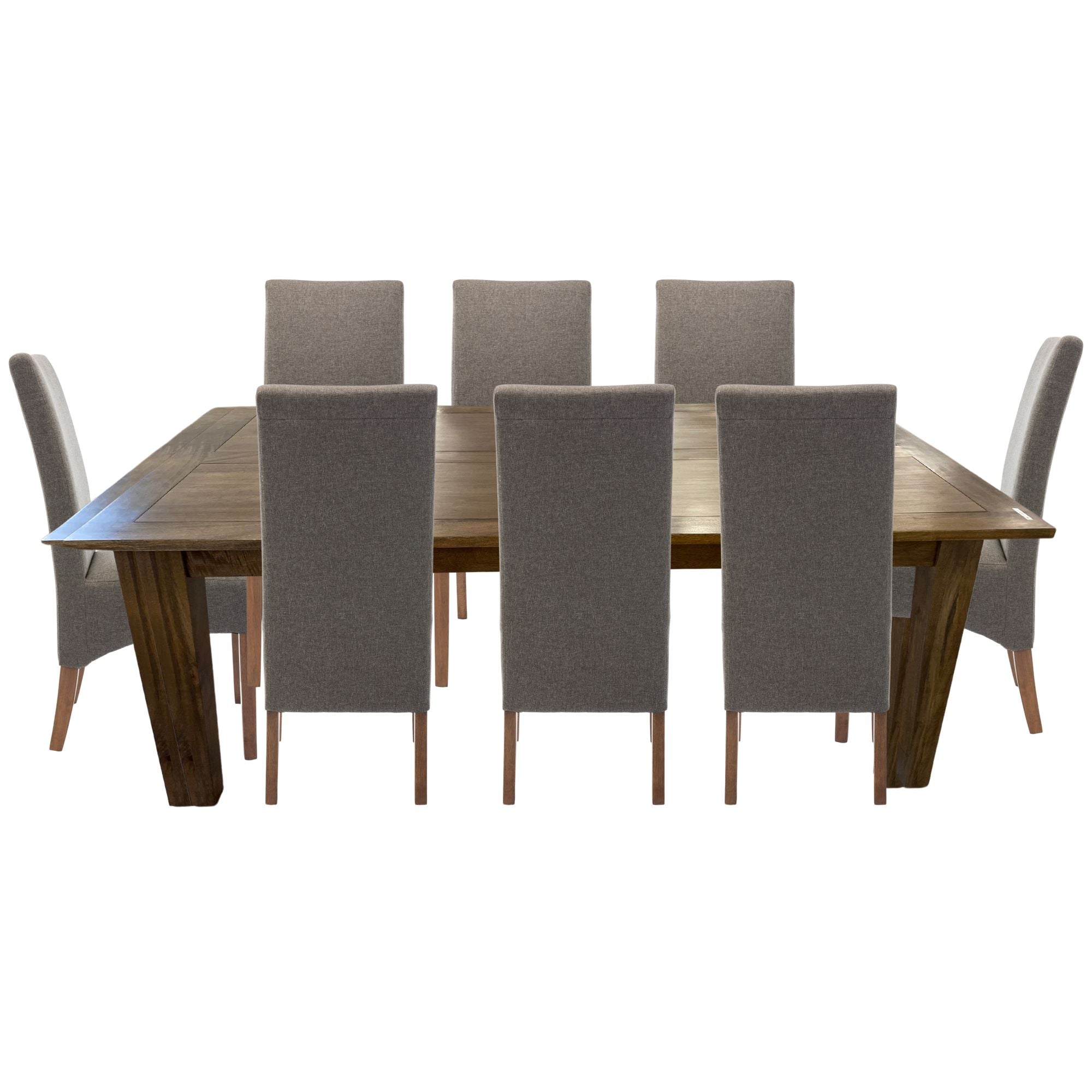 Phil Fabric Upholstered Dining Chair Set of 2 Solid Pine Wood Furniture - Grey