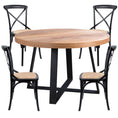 Load image into Gallery viewer, Petunia  5pc 120cm Round Dining Table Set 4 Cross Back Chair Elm Timber Wood
