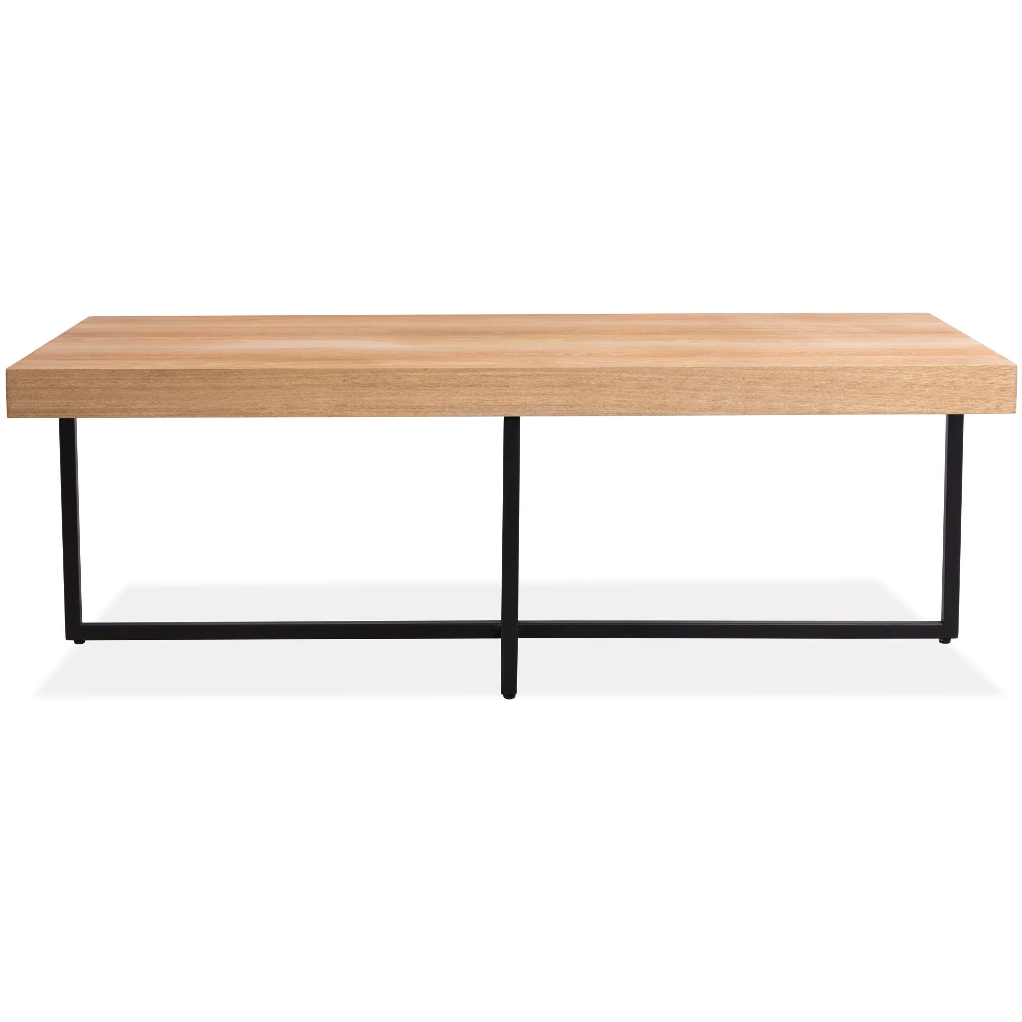 Daisy  Coffee Table 120cm Elm Timber Wood Black Metal Leg -