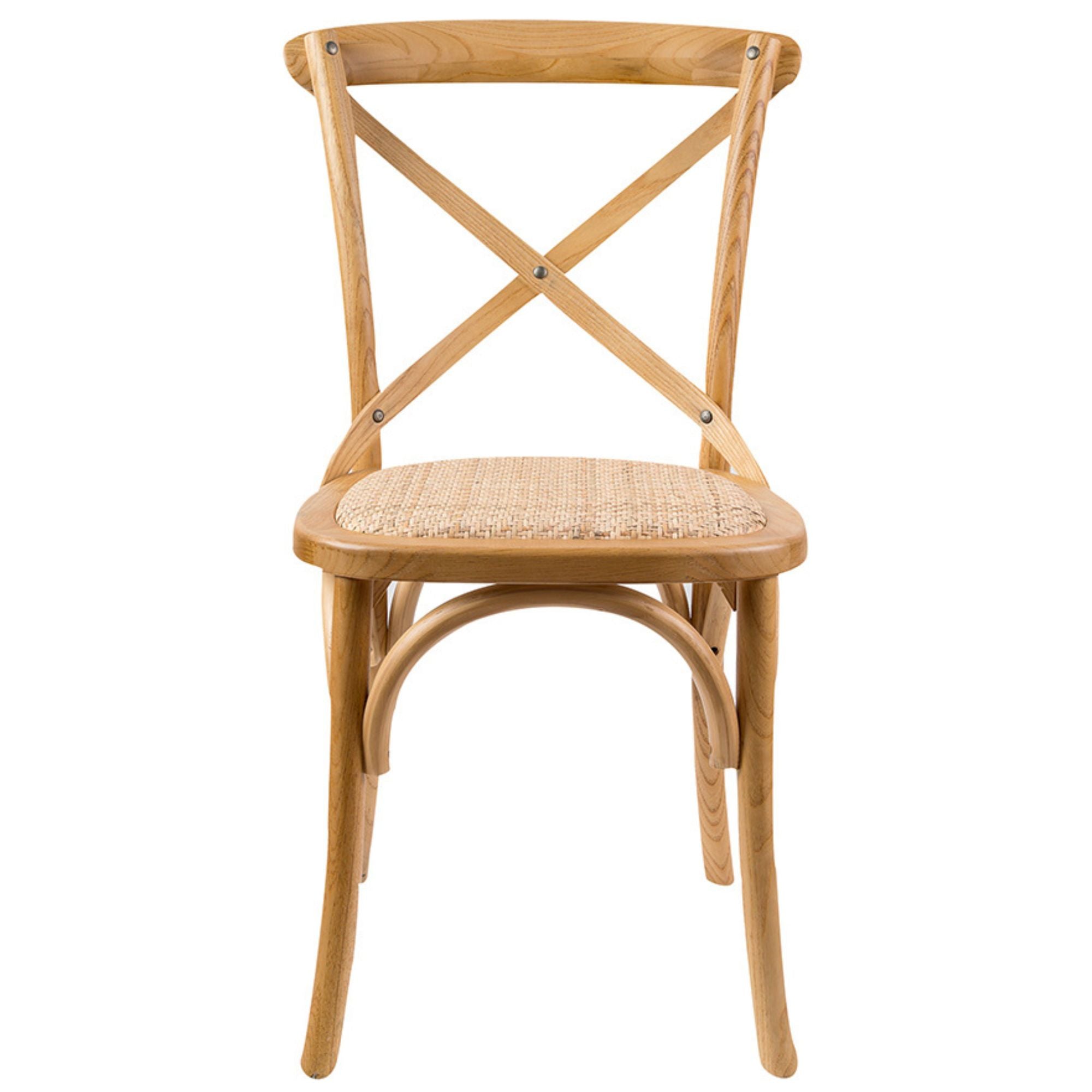 Aster Crossback Dining Chair Set of 2 Solid Birch Timber Wood Ratan Seat - Oak