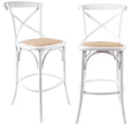 Load image into Gallery viewer, Aster 2pc Crossback Bar Stools Dining Chair Solid Birch Timber Rattan Seat White
