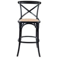 Load image into Gallery viewer, Aster Crossback Bar Stools Dining Chair Solid Birch Timber Rattan Seat - Black
