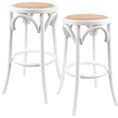 Load image into Gallery viewer, Aster 2pc Round Bar Stools Dining Stool Chair Solid Birch Wood Rattan Seat White
