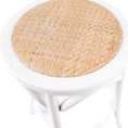 Load image into Gallery viewer, Aster 2pc Round Bar Stools Dining Stool Chair Solid Birch Wood Rattan Seat White
