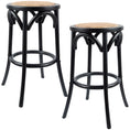 Load image into Gallery viewer, Aster 2pc Round Bar Stools Dining Stool Chair Solid Birch Wood Rattan Seat Black
