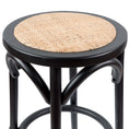 Load image into Gallery viewer, Aster 2pc Round Bar Stools Dining Stool Chair Solid Birch Wood Rattan Seat Black
