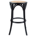 Load image into Gallery viewer, Aster Round Bar Stools Dining Stool Chair Solid Birch Timber Rattan Seat Black
