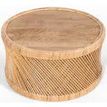 Load image into Gallery viewer, Sally 80cm Round Coffee Table Mango Wood Top Rattan Frame -
