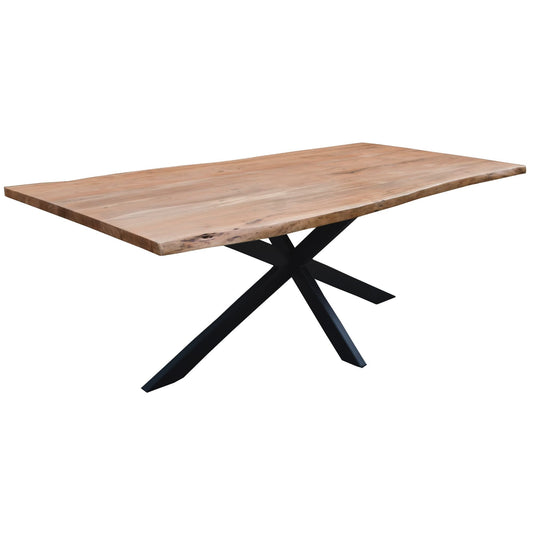 Carol 7pc 210cm Dining Table 6 Black Arched Back Chair Set Live Edge Acacia