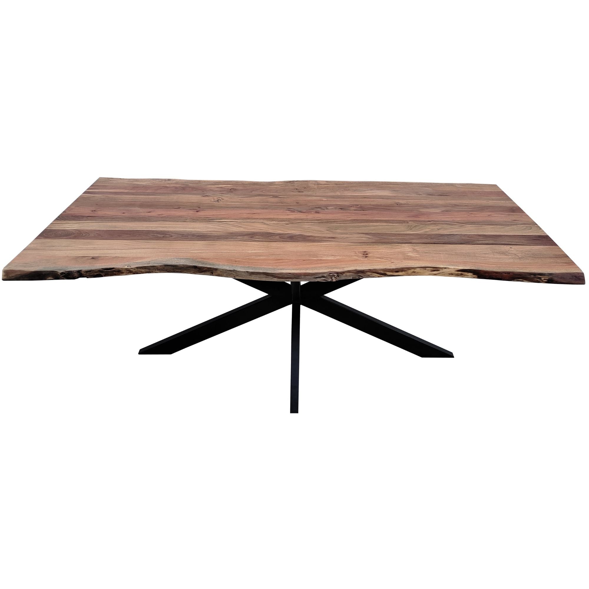Carol 7pc 210cm Dining Table 6 Black Arched Back Chair Set Live Edge Acacia
