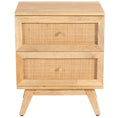 Load image into Gallery viewer, Olearia  Bedside Table 2 Drawer Storage Cabinet Solid Mango Wood Rattan Natural

