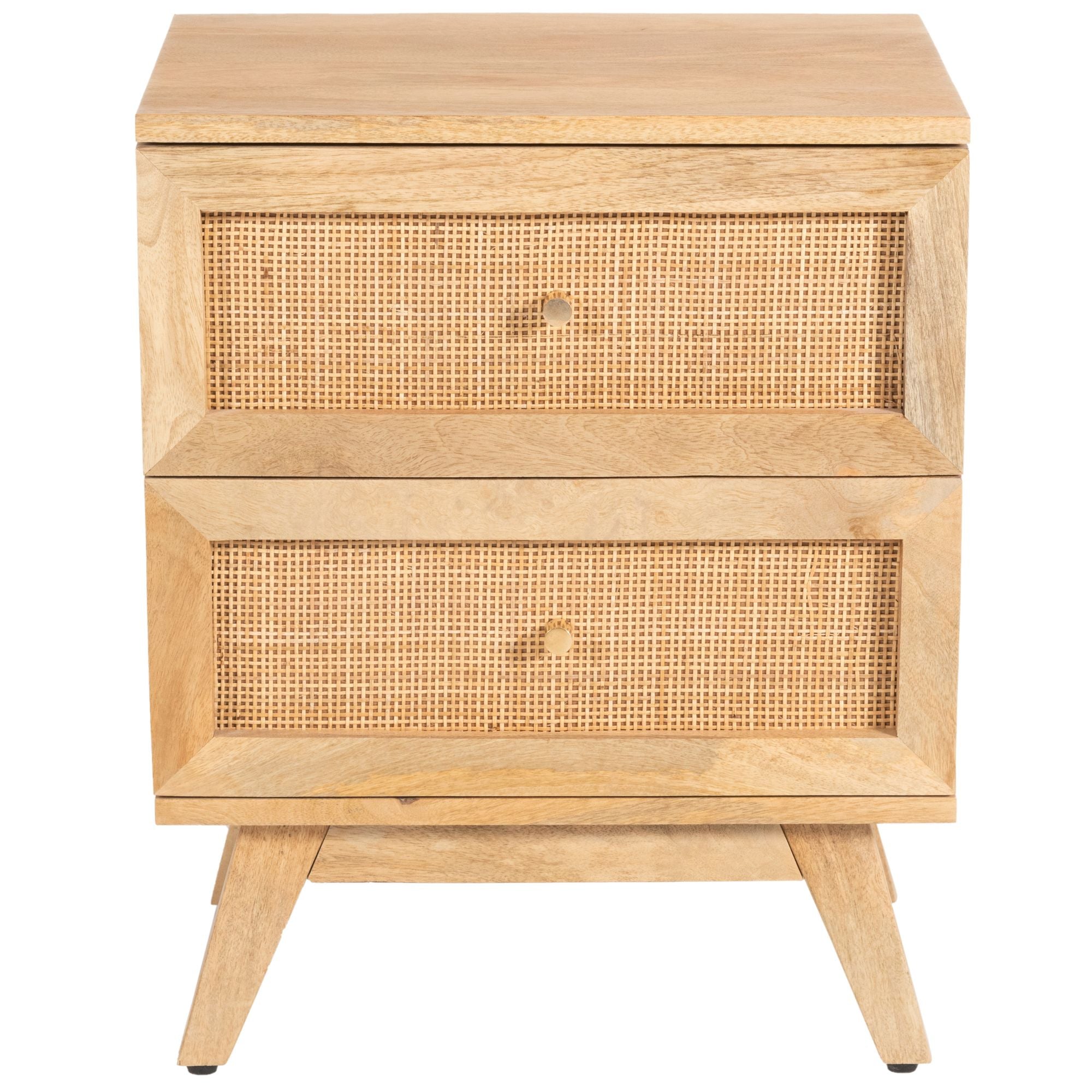 Manly  Bedside Table 2 Drawer Storage Cabinet Solid Mango Wood Rattan